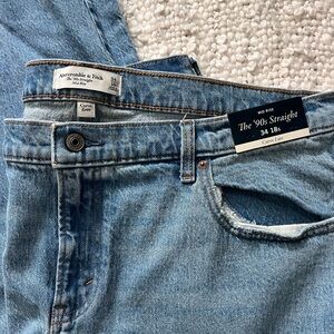 Abercrombie & Fitch Women's Mid Blue Straight Leg Jeans